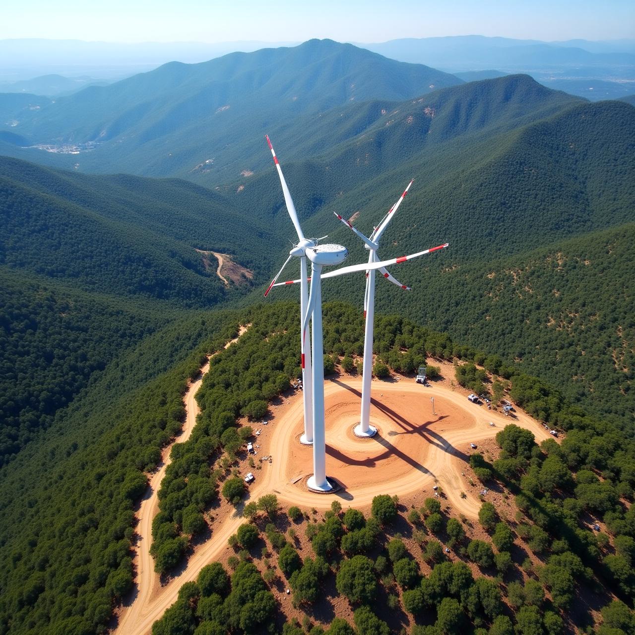 Turbinas eólicas modernas en la Sierra de Guadarrama